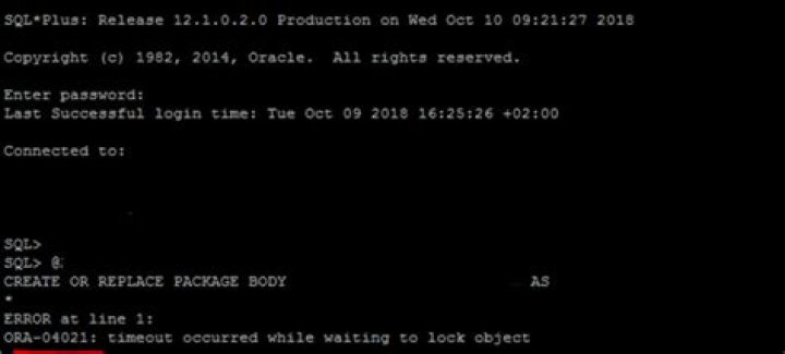 ORA-04021: timeout occurred while waiting to lock object