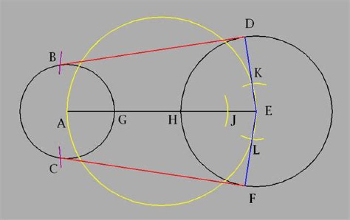 outer tangent construction for two circles