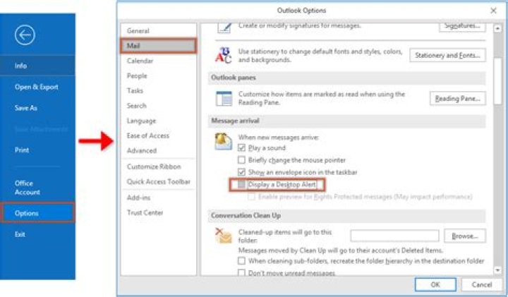 Outlook: Disable new mail notifications for all but main mailbox