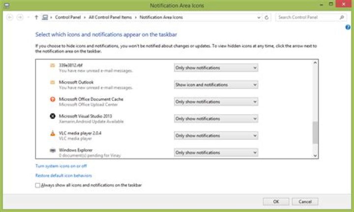 Outlook New Mail Notification Icon Hides