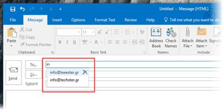 Outlook won't autocomplete 