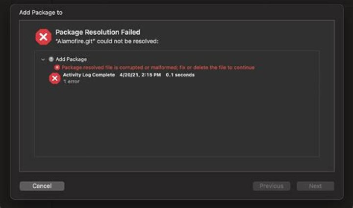 Package.resolved file is corrupted or malformed