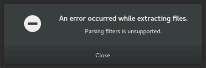 Parsing filters is unsupported error screenshot