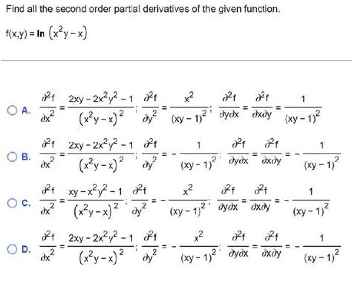 Partial derivatives of $\ln(x^2+y^2)$