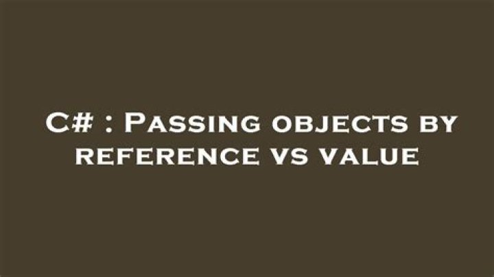 Passing Objects By Reference or Value in C#