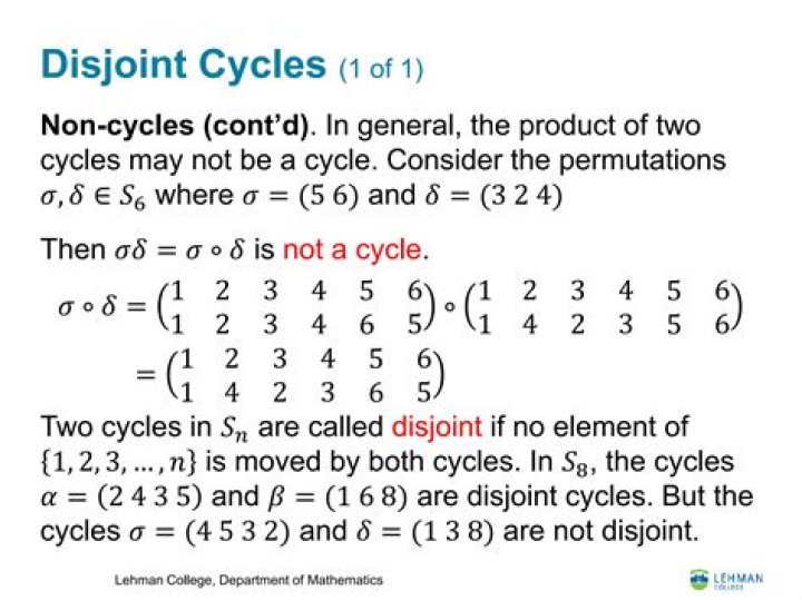 Permutations and disjoint cycles