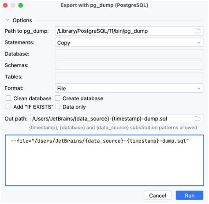 pg_dump script for database backup