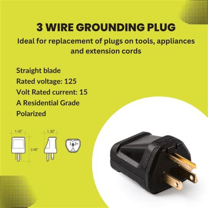 Photo of a grounded plug showing the slightly longer ground prong
