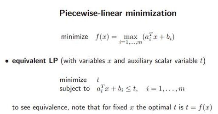 piecewise linear minimization equivalent to linear programming