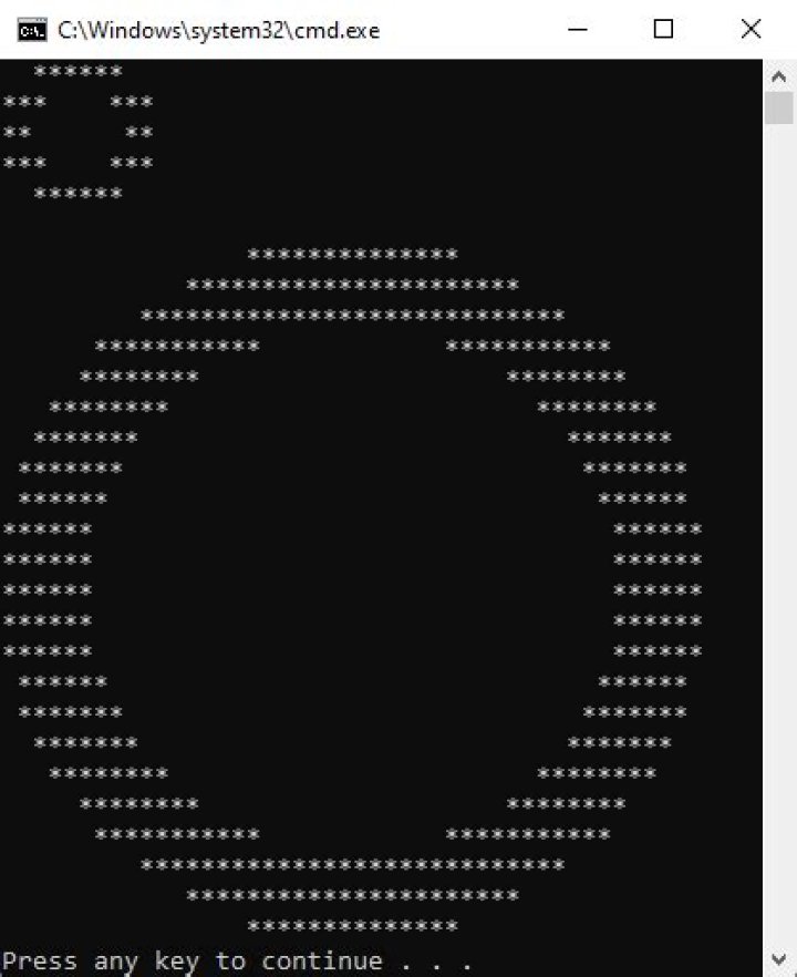 Print out an ASCII circle of the specified width
