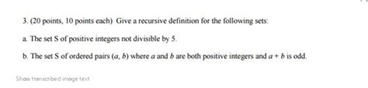 Producing a recursive definition of the set of all positive integers not divisible by 5