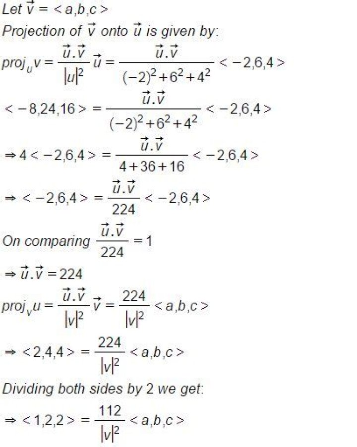 Projection of u onto v and v onto u