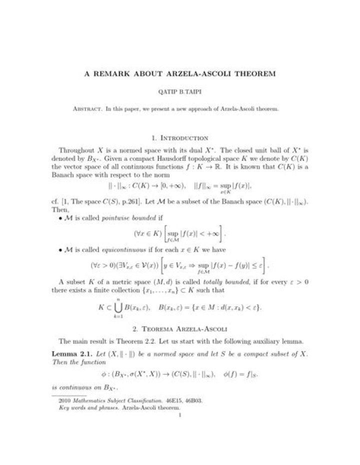 Proof of Arzela's Theorem