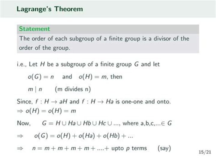 Proof of Lagrange theorem - Order of a subgroup divides order of the group