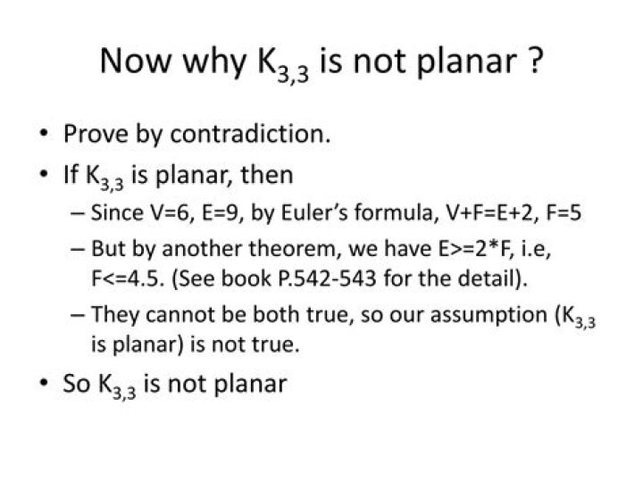 Prove that $K_{3,3}$ is not planar.