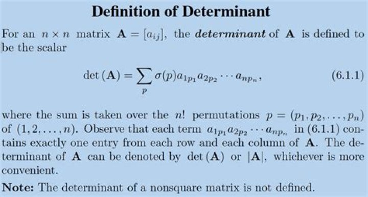 Proving the formula for finding the determinant of a square matrix.