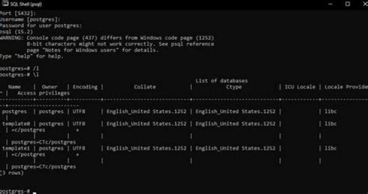 psql running sucessfully