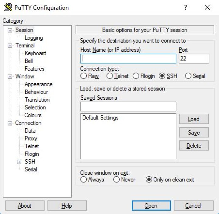 PuTTY Configuration