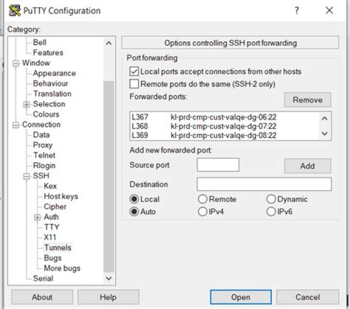 putty : export or import tunnel settings to another computer