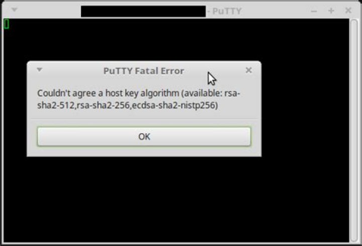 PuTTY Fatal error: Couldn't agree on host key algorithm