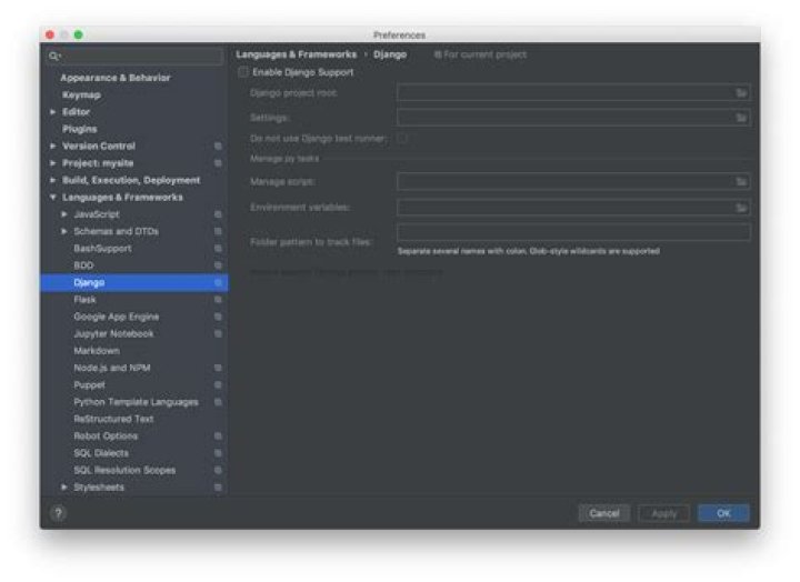 Pycharm Django Preferences