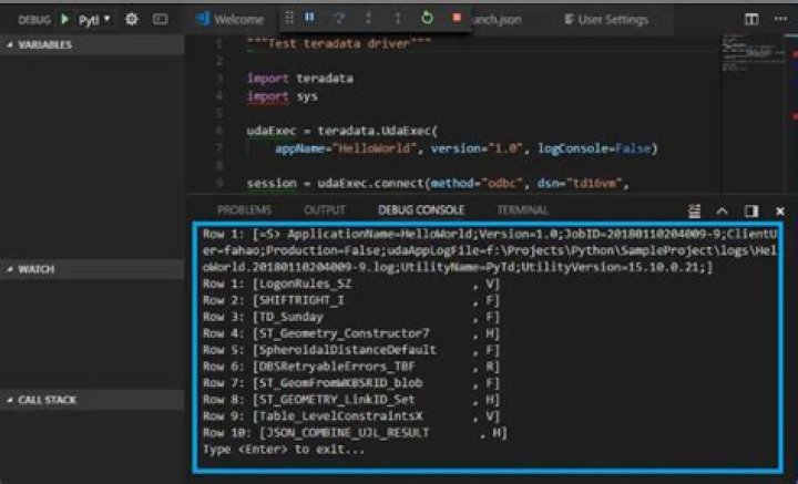 Python teradata Uda Exec ODBC connection issue
