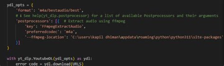 Python yt-dlp and ffmpeg error 