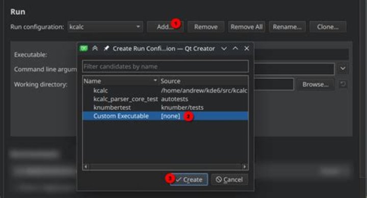 qtcreator run button