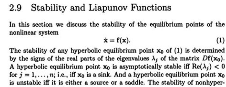 Question on Hartman-Grobman theorem : stability of equilibrium of a non linear ODE is the same than the linearised ODE