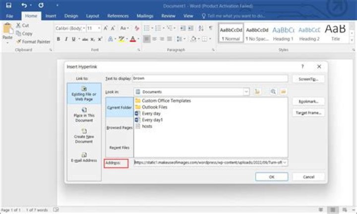 Quickly insert an internal hyperlink in a Microsoft Word document?
