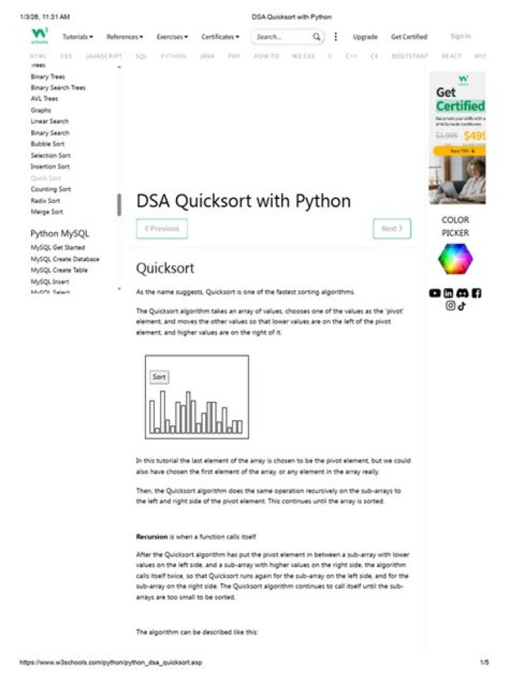 Quicksort with Python