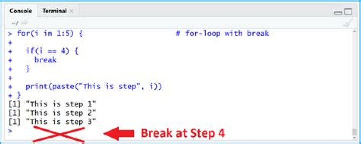 R: Break for loop