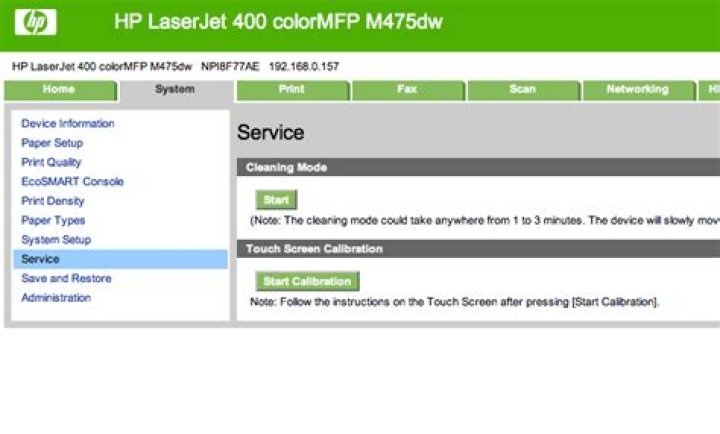 (Re)Calibrating the touch screen on HP Laserjet Pro MFP