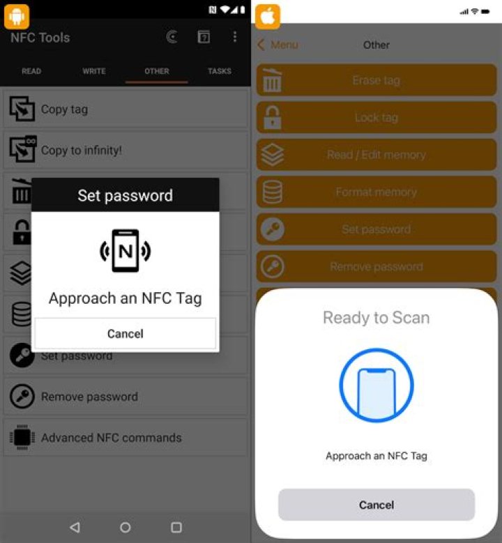 Read/write to NFC tag with password protection