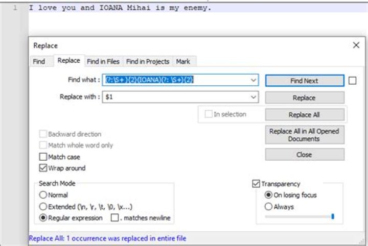 Regex: Match and delete 2 words before and after the specified word