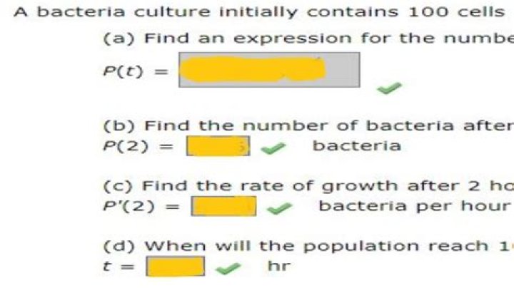 Relative Growth Rate Question: A bacteria culture initially contains 100 cells and grows at a rate proportional to its size.