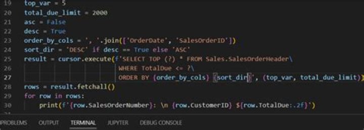 Retrieving Data from SQL Using pyodbc