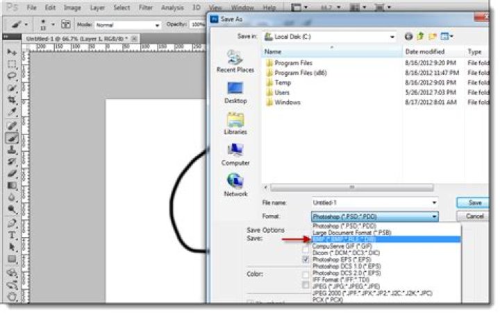 Saving an image as bmp file in Photoshop CS on Mac