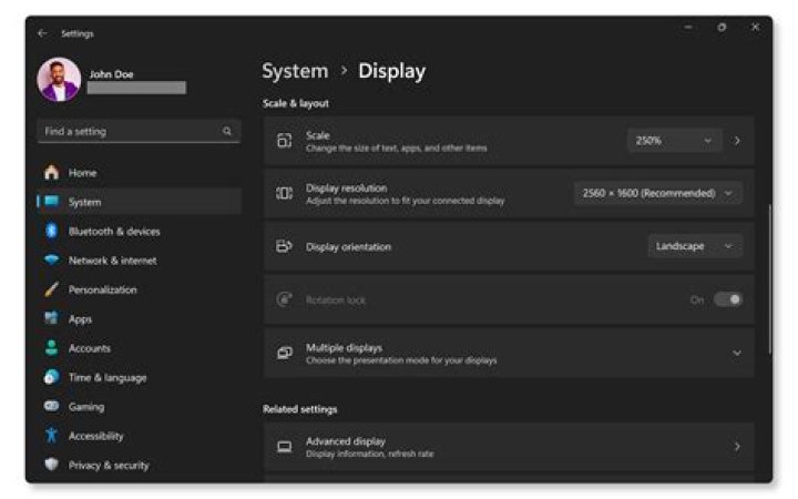 Screen Display Settings