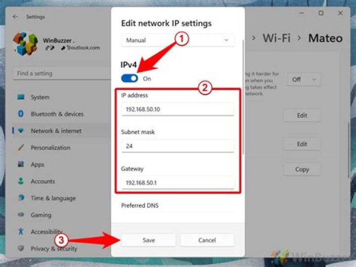 Screenshot: Edit Network Connection