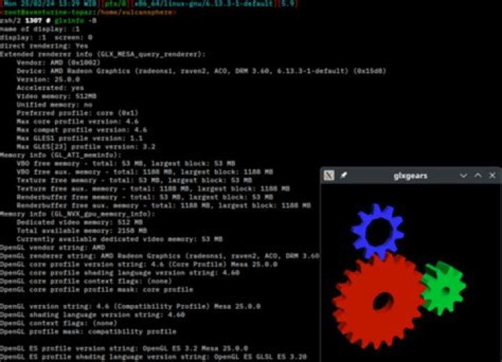 Screenshot of output of glxinfo | grep OpenGL in terminal