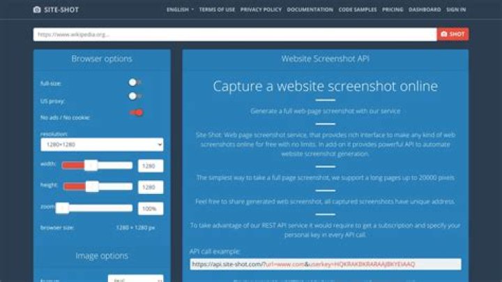Screenshot of site