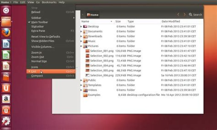 Screenshot of the Naulius View menu