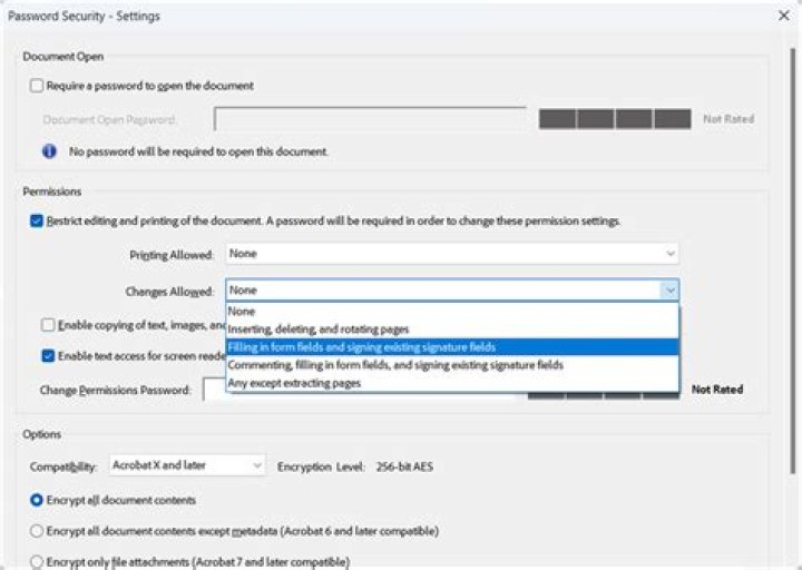security properties in acrobat x pro