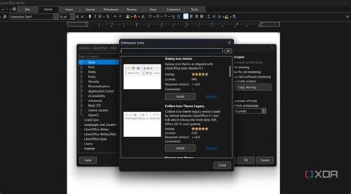 Select Icon theme in libre office