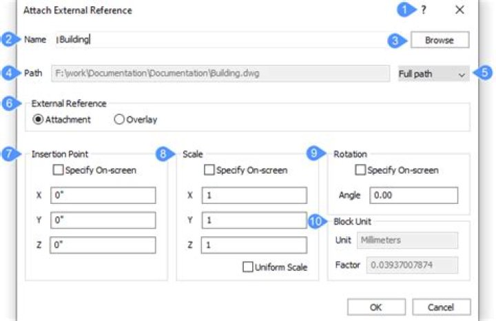 Select Sheet external reference dialog