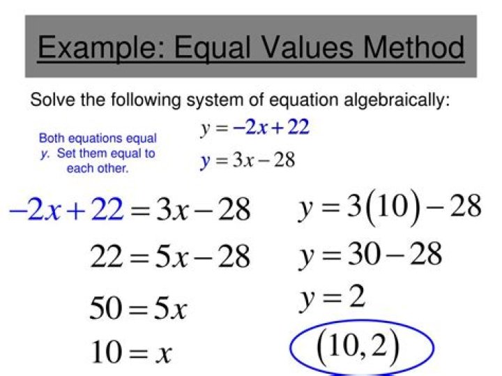 Setting two equations equal to each other