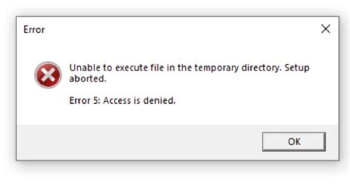 Setup was unable to create directory Error 5 : access denied