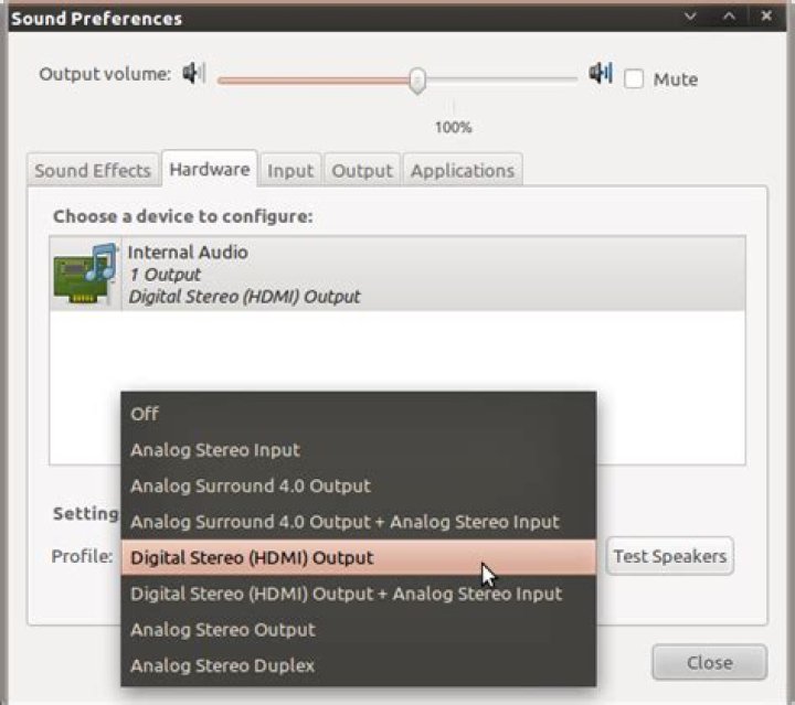 Shortcut to switch between Analog Stereo output & HDMI audio output