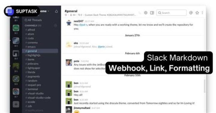 Slack webhook html table